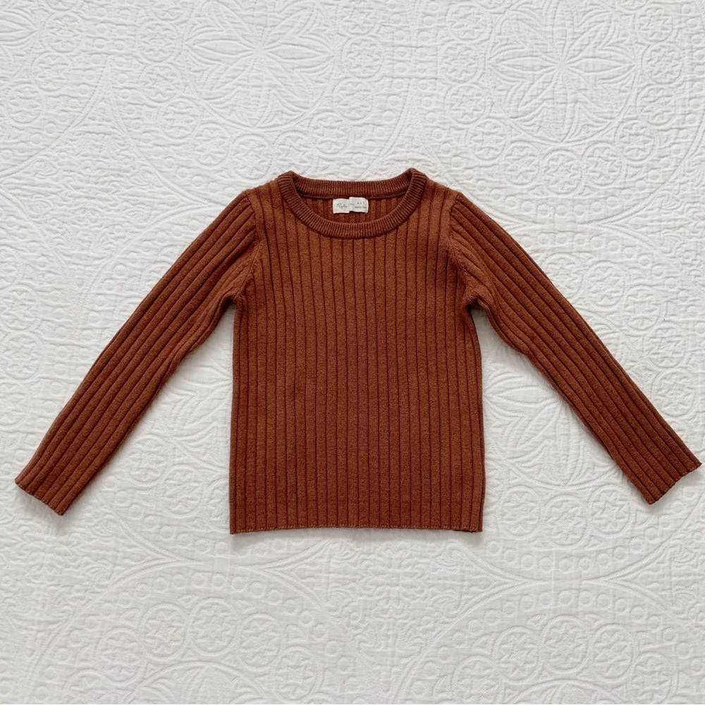 Rylee + Cru Long Sleeve Knit Top, Brick (Sz 4-5 Yr)